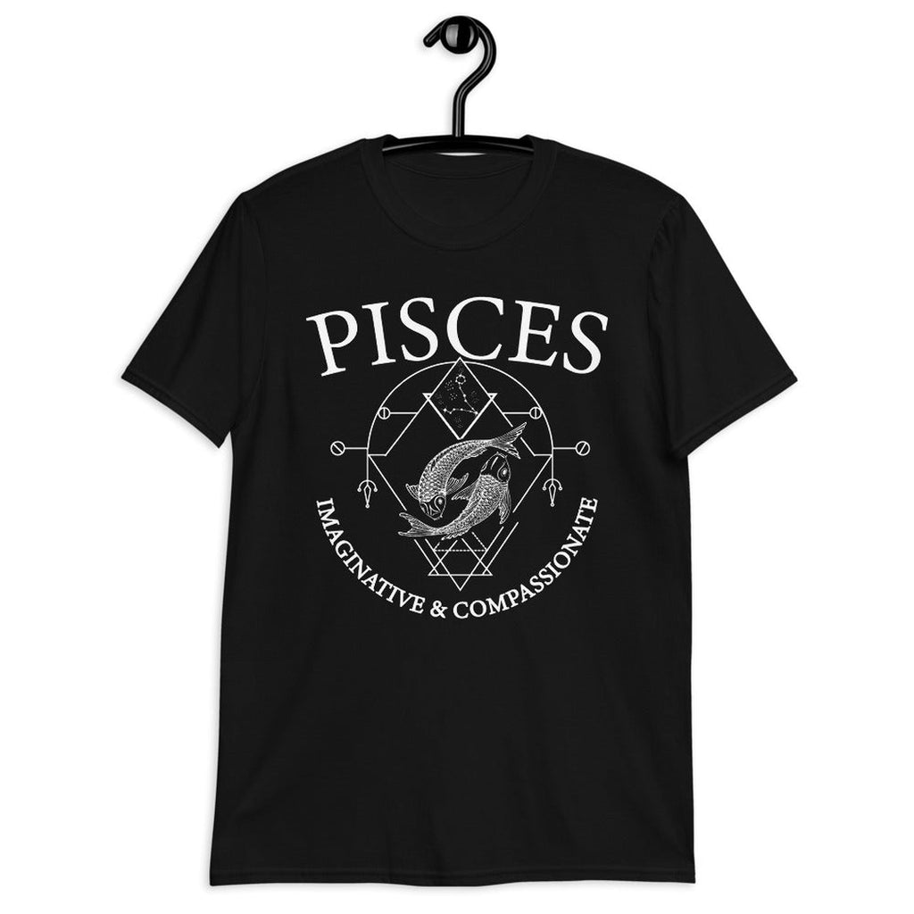 Pisces Zodiac Black T-Shirt - Earth Family Crystals