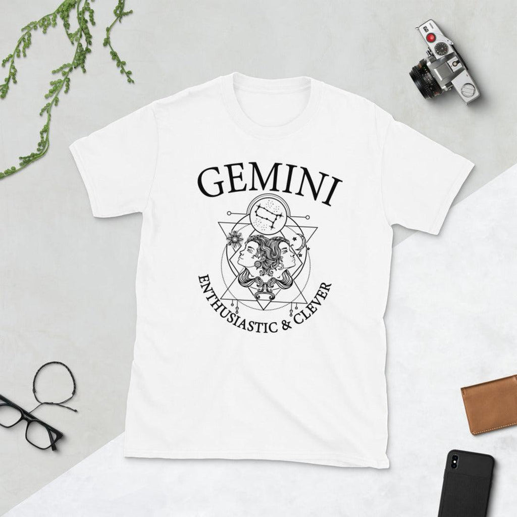 Gemini Zodiac White T-Shirt - Earth Family Crystals