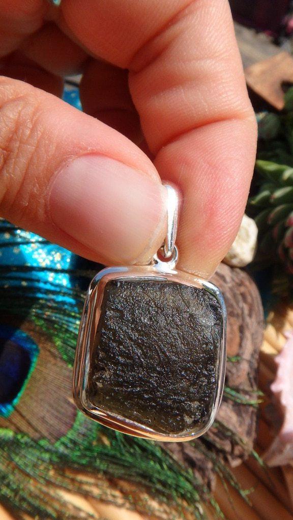 Amazing Energy Moldavite Gemstone Pendant In Sterling Silver (Includes Silver Chain) - Earth Family Crystals