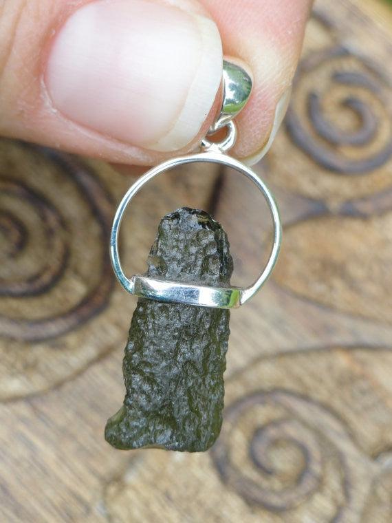 MOLDAVITE PENDANT in Sterling Silver~Stone of Extraterrestrial Energies* - Earth Family Crystals