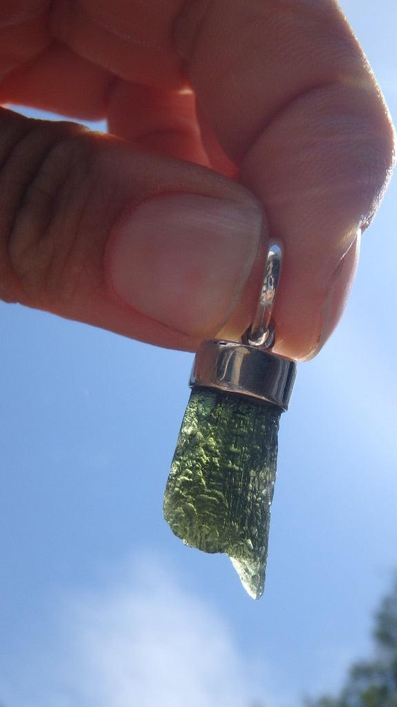 High Vibration Natural Moldavite Pendant In Sterling Silver (Includes Silver Chain) - Earth Family Crystals