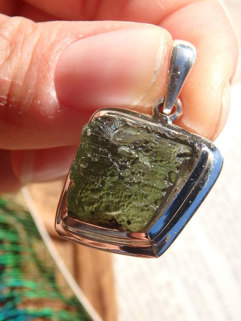 High Vibrations~ Incredible Green Genuine Moldavite Pendant In Sterling Silver (Includes Silver Chain) - Earth Family Crystals