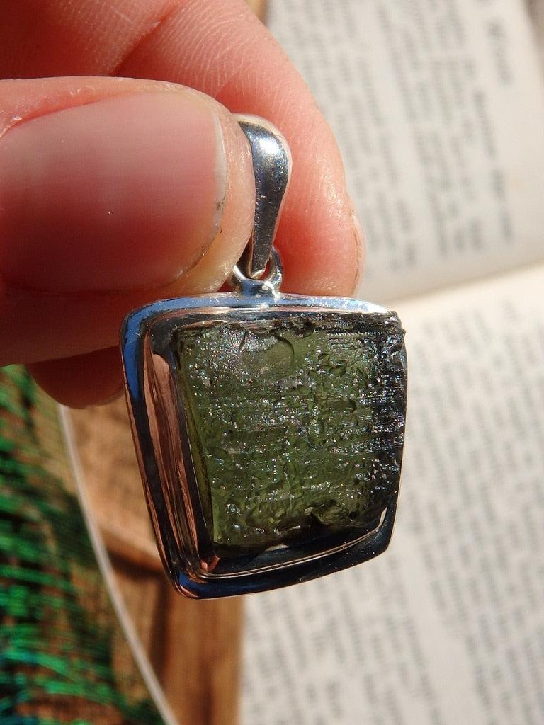 High Vibrations~ Incredible Green Genuine Moldavite Pendant In Sterling Silver (Includes Silver Chain) - Earth Family Crystals
