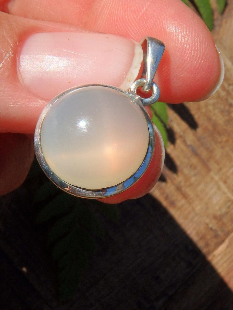 Full Moon White Moonstone Pendant in Sterling Silver (Includes Silver Chain) - Earth Family Crystals