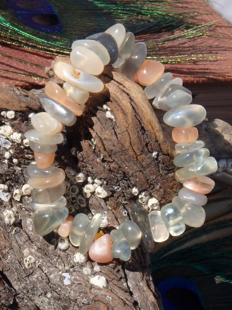 High Flash! Greenland Moonstone Gemstone Bracelet - Earth Family Crystals