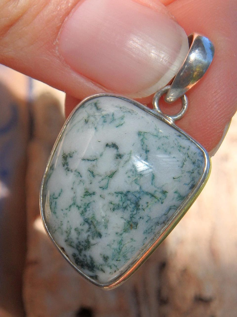 Moss Agate Rainforest Bliss Pendant in Sterling Silver ( Includes Silver Chain) - Earth Family Crystals