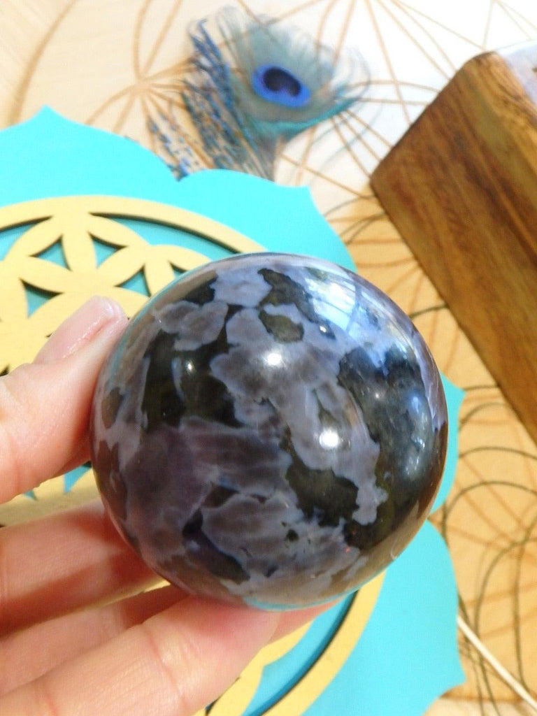 Lovely Mystic Merlinite Polished Sphere Carving - Earth Family Crystals