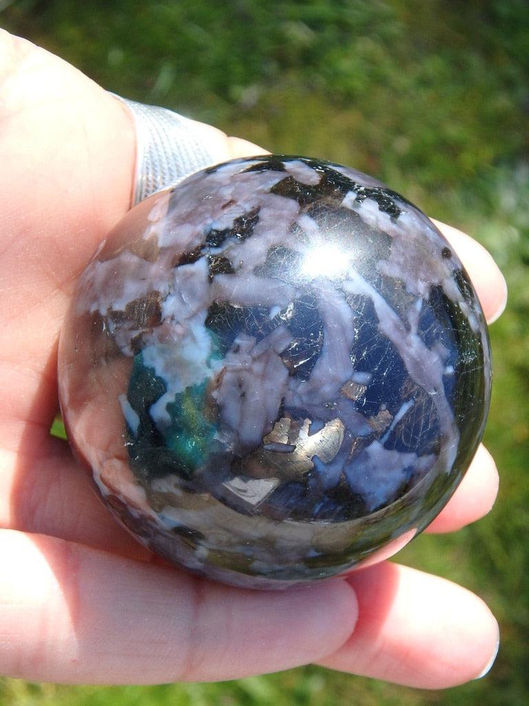 Golden Flashes~ Mysterious Mystic Merlinite Sphere - Earth Family Crystals