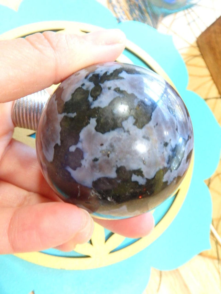 Lovely Mystic Merlinite Polished Sphere Carving - Earth Family Crystals