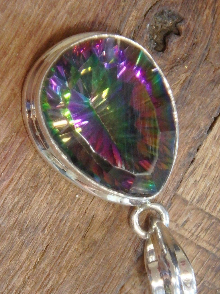 Disco Flash! Mystic Topaz Faceted Gemstone Pendant in Sterling Silver (Includes Silver Chain) - Earth Family Crystals