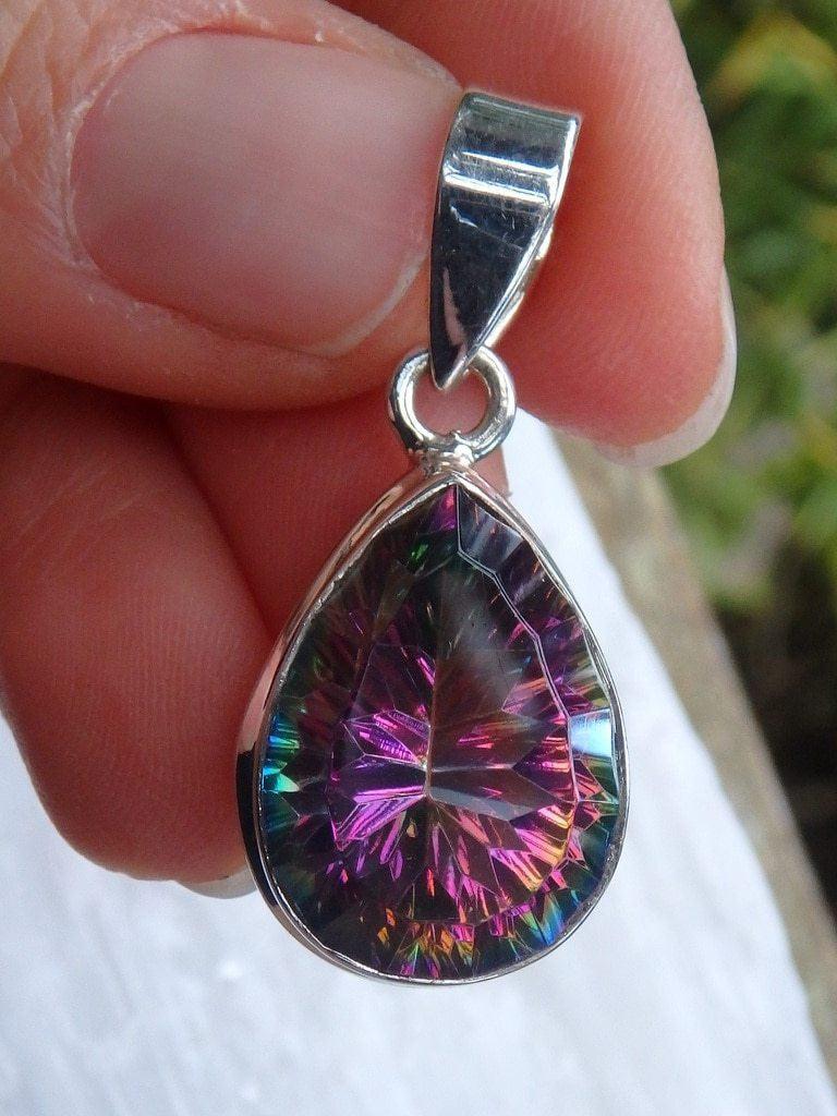 Brilliant Colors Mystic Topaz  Gemstone Pendant In Sterling Silver (Includes Silver Chain) - Earth Family Crystals