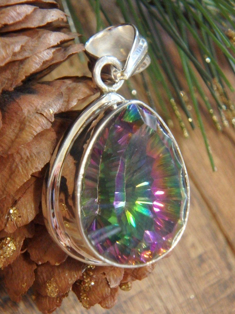 Disco Flash! Mystic Topaz Faceted Gemstone Pendant in Sterling Silver (Includes Silver Chain) - Earth Family Crystals