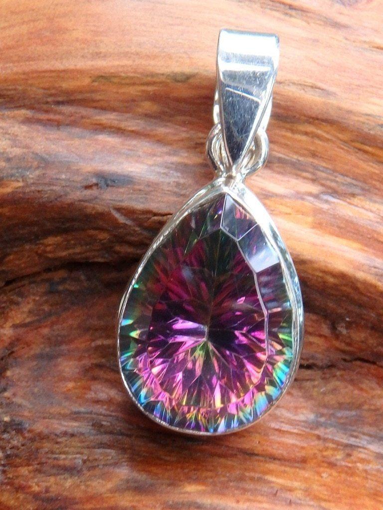 Brilliant Colors Mystic Topaz  Gemstone Pendant In Sterling Silver (Includes Silver Chain) - Earth Family Crystals