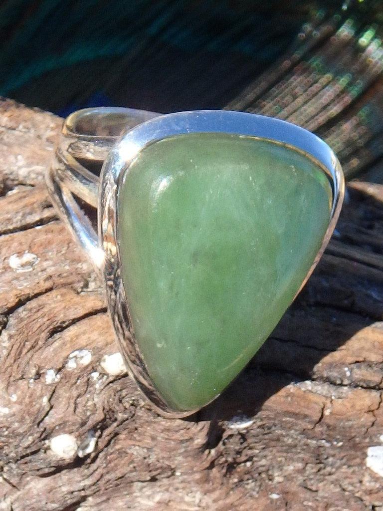 Fantastic Nephrite Jade Gemstone Ring In Sterling Silver (Size 7.5) - Earth Family Crystals