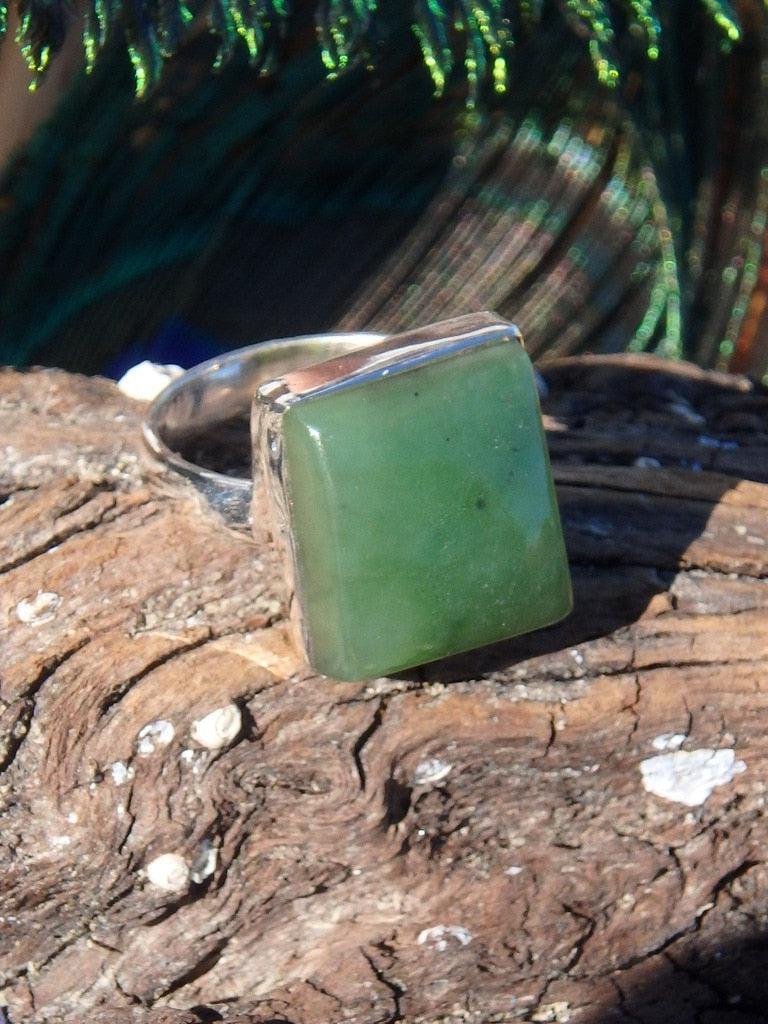 Gorgeous Nephrite Jade Gemstone Ring In Sterling Silver (Size 6) - Earth Family Crystals
