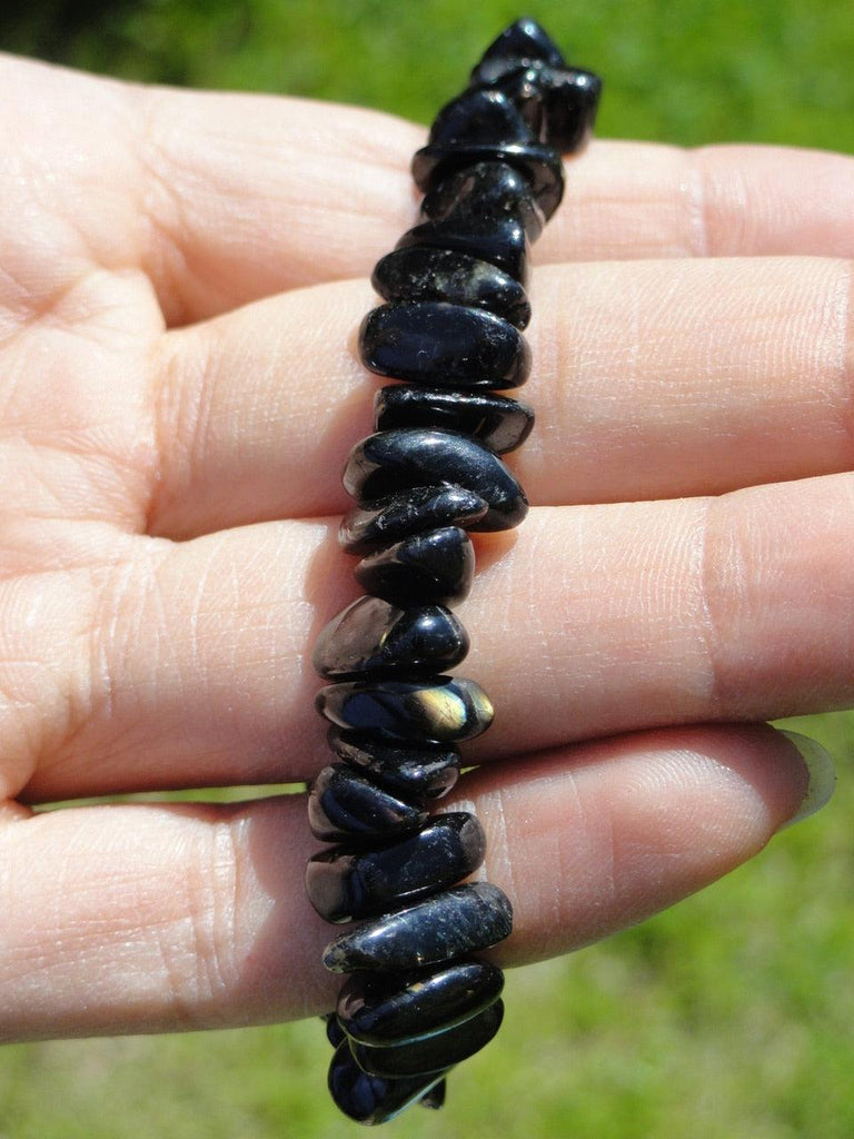 Rare! Extreme Flashes Genuine Greenland Nuummite Bracelet - Earth Family Crystals