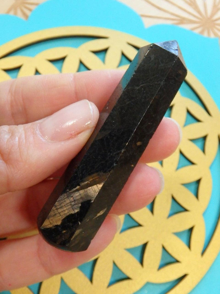 Huge Golden Lightening Flashes Genuine Nuummite Wand - Earth Family Crystals
