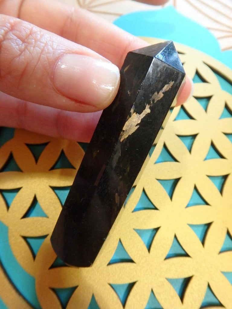 Incredible Fireworks of Flash Genuine Nuummite Wand Carving - Earth Family Crystals