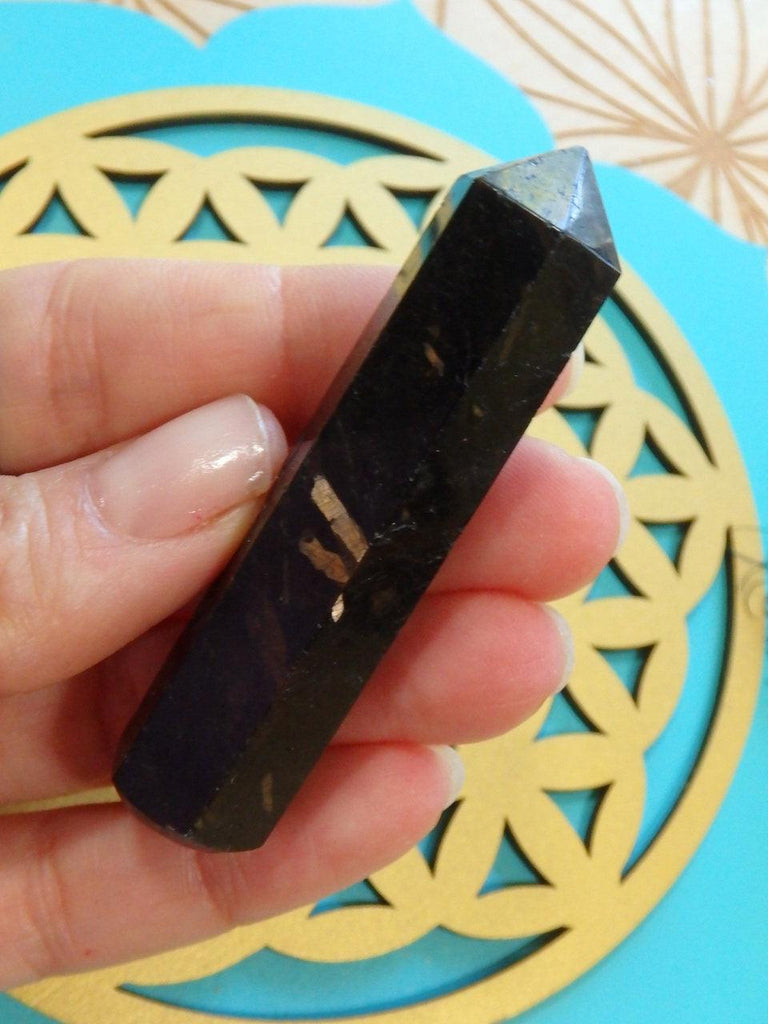 Huge Golden Lightening Flashes Genuine Nuummite Wand - Earth Family Crystals