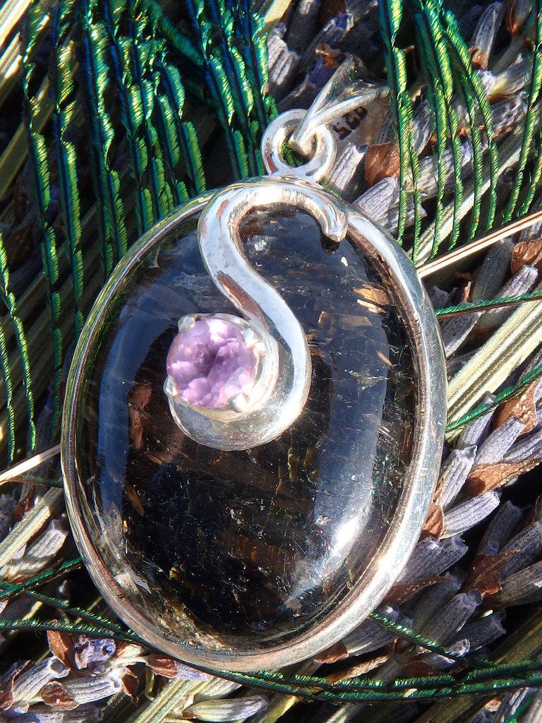 Golden Flash Nuummite & Faceted Amethyst Pendant In Sterling Silver (Includes Silver Chain) - Earth Family Crystals