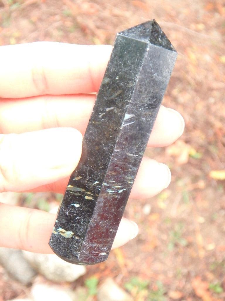 Pretty Flash~ Genuine Greenland Nuummite Wand Carving - Earth Family Crystals