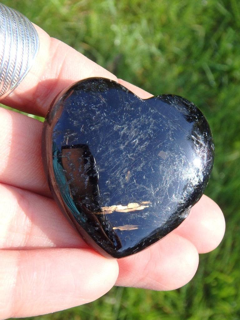 Gorgeous Golden Flashes~ Nuummite Heart Carving 2 - Earth Family Crystals