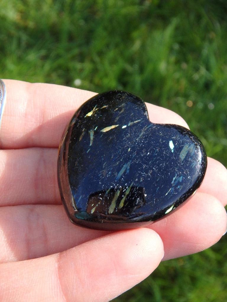 Fabulous Flashes~Greenland Nuummite Heart Carving - Earth Family Crystals
