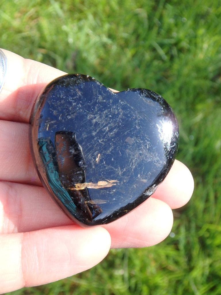 Gorgeous Golden Flashes~ Nuummite Heart Carving 2 - Earth Family Crystals