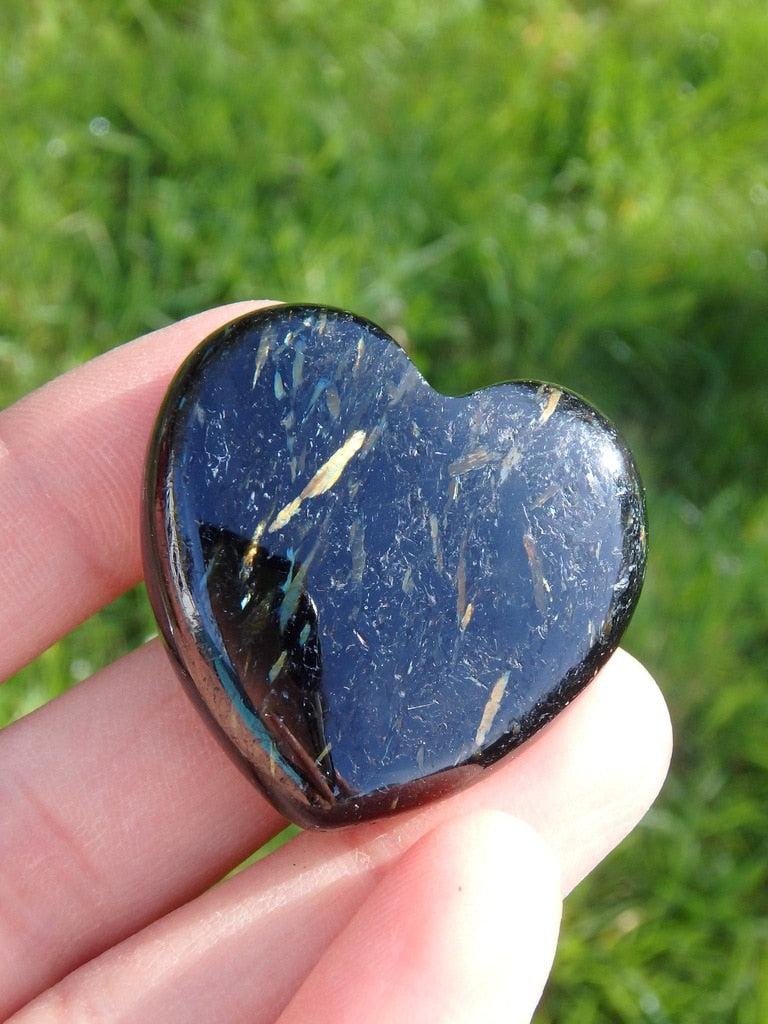Fabulous Flashes~Greenland Nuummite Heart Carving - Earth Family Crystals