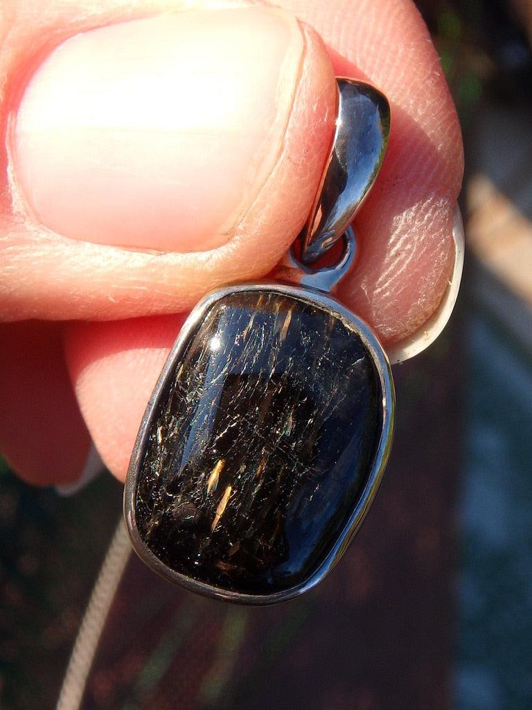 Mysterious Greenland Nuummite Dainty Pendant In Sterling Silver (Includes Silver Chain) 7 - Earth Family Crystals