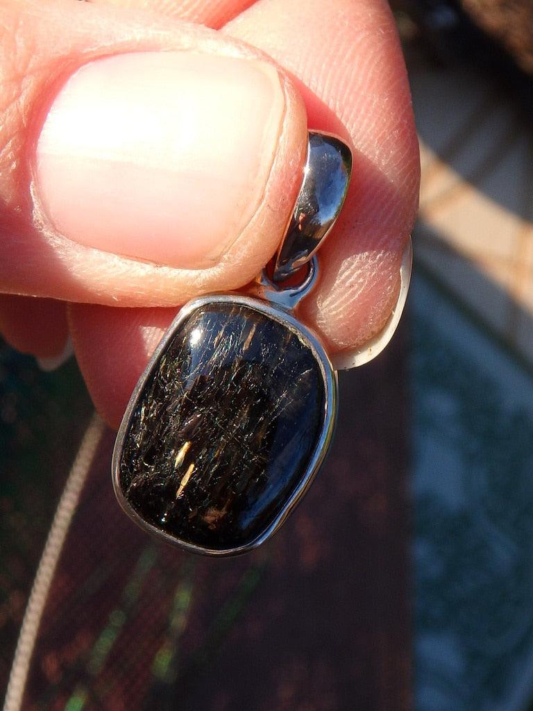Mysterious Greenland Nuummite Dainty Pendant In Sterling Silver (Includes Silver Chain) 7 - Earth Family Crystals
