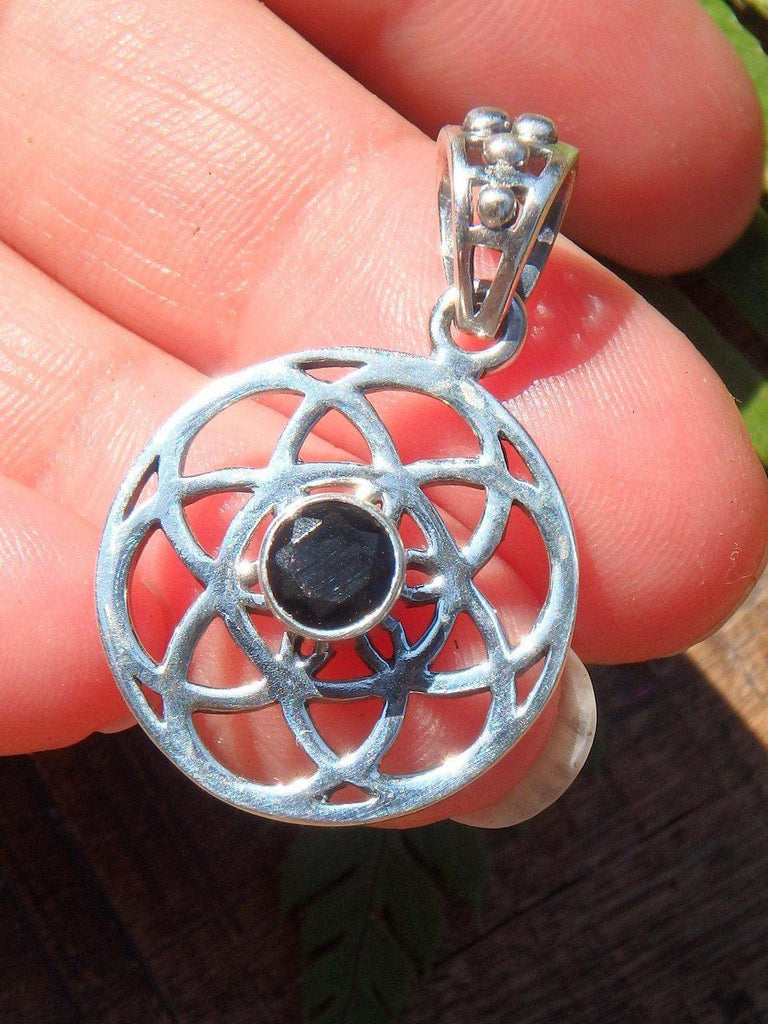 Dark Black Obsidian Pendant in Sterling Silver (Includes Silver Chain) - Earth Family Crystals