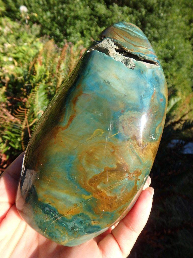 Creamy Brown & Green Polychrome Jasper  Self Standing Display Specimen With Caves - Earth Family Crystals