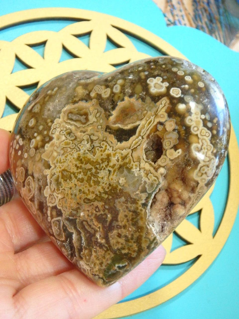 Gorgeous Druzy Caves & Depth Ocean Jasper Love Heart Carving - Earth Family Crystals