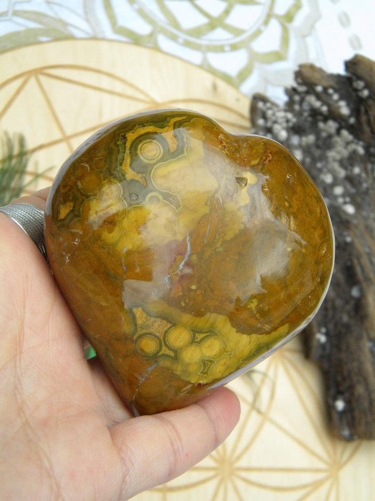 Mustard Orange Ocean Jasper Puffy Heart - Earth Family Crystals