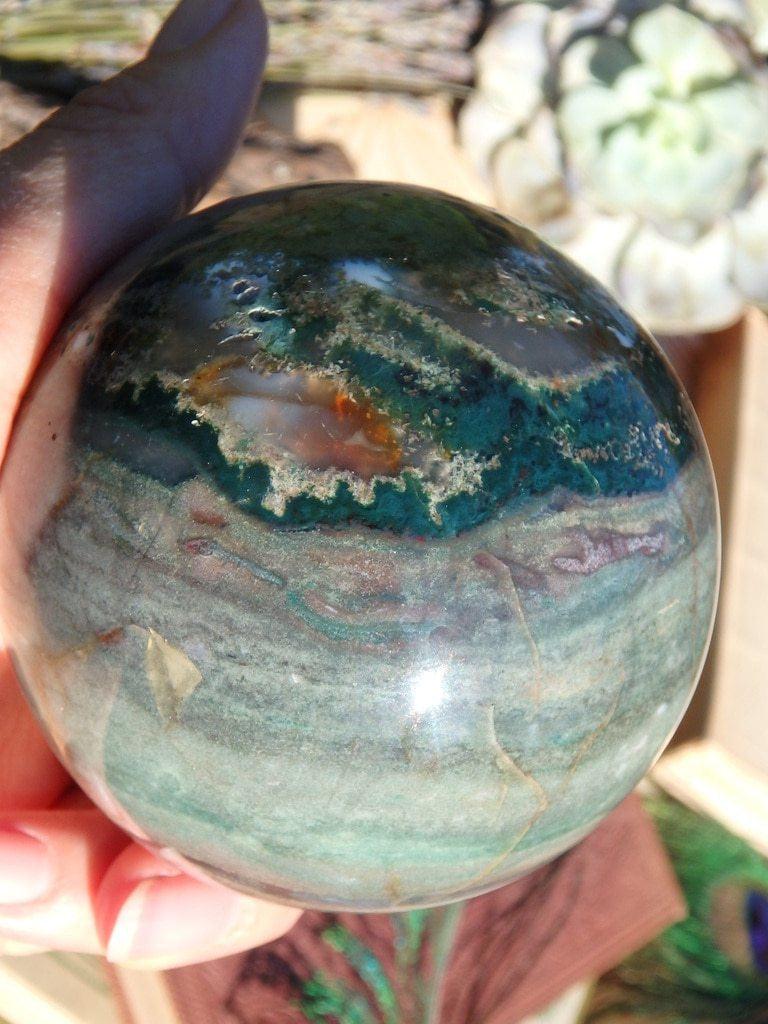 Beautiful Color Patterns~ Ocean Jasper Sphere - Earth Family Crystals