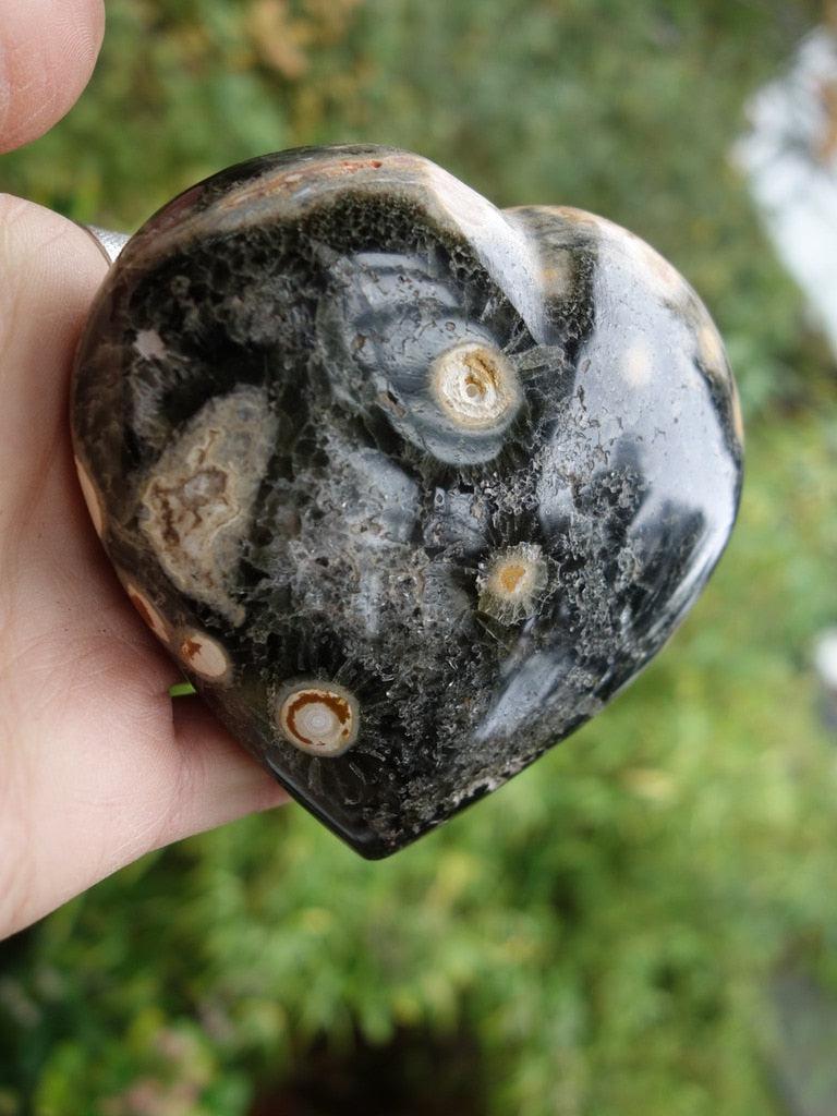 Fantastic Character Large Ocean Jasper Love Heart Carving - Earth Family Crystals