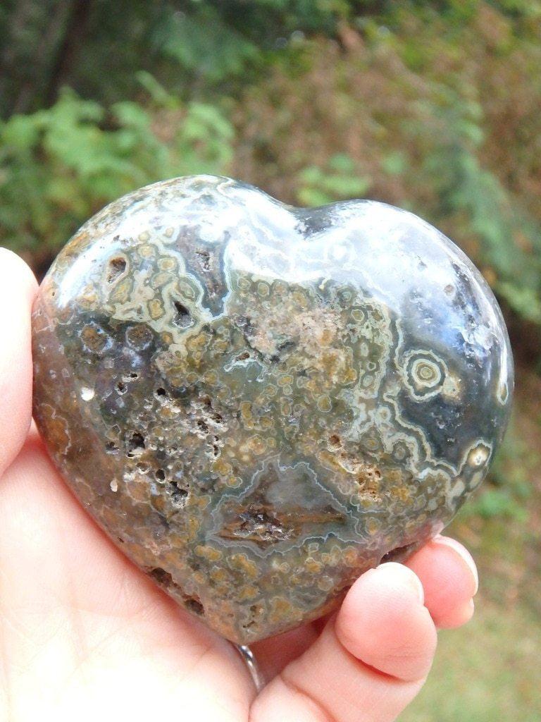 Earthy Brown Caves & Orbs Ocean Jasper Love Heart - Earth Family Crystals