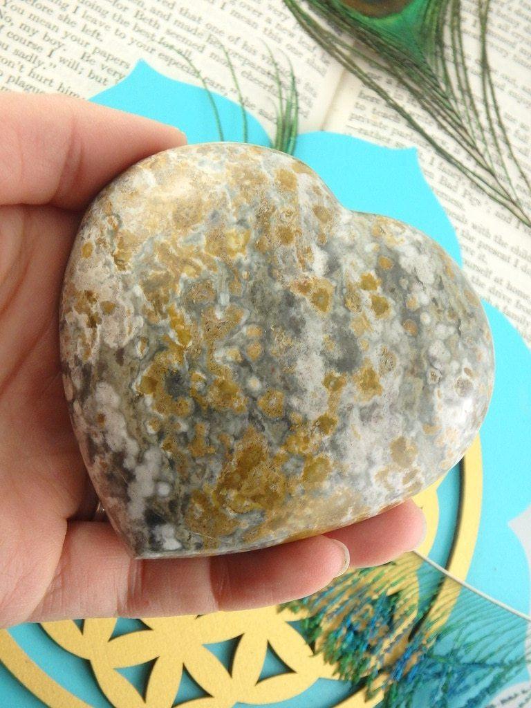 Earthy Ocean Jasper Love Heart Carving - Earth Family Crystals