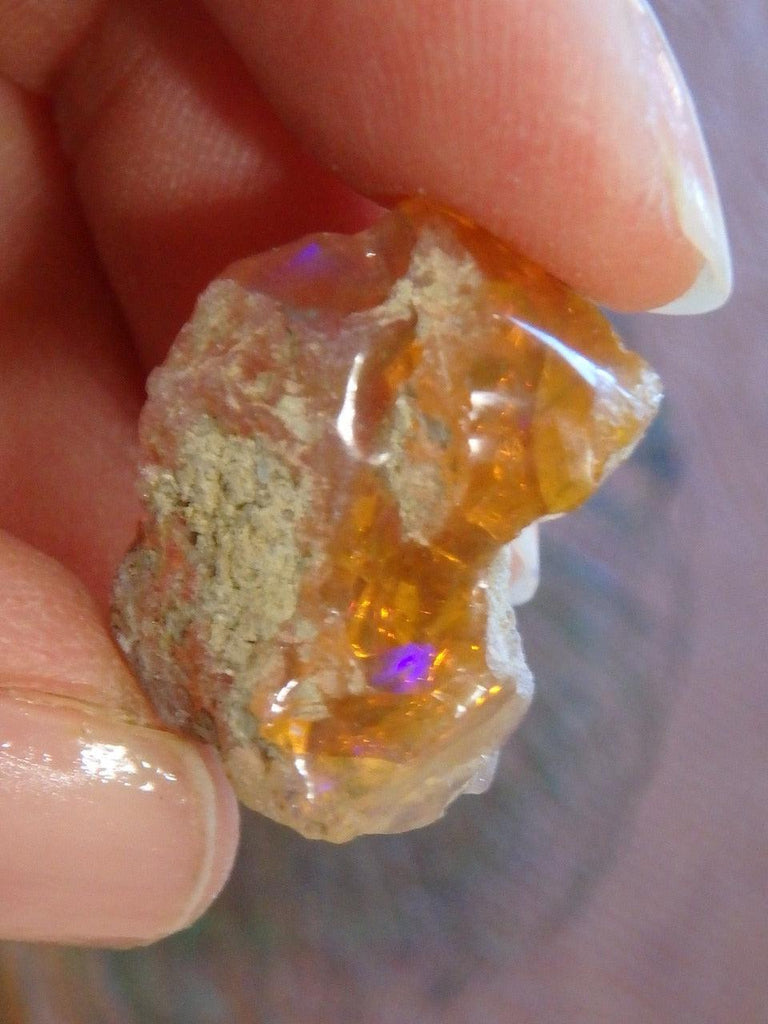 Orange Ethiopian Opal With Purple Flash Specimen - Earth Family Crystals