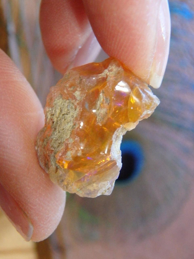 Orange Ethiopian Opal With Purple Flash Specimen - Earth Family Crystals
