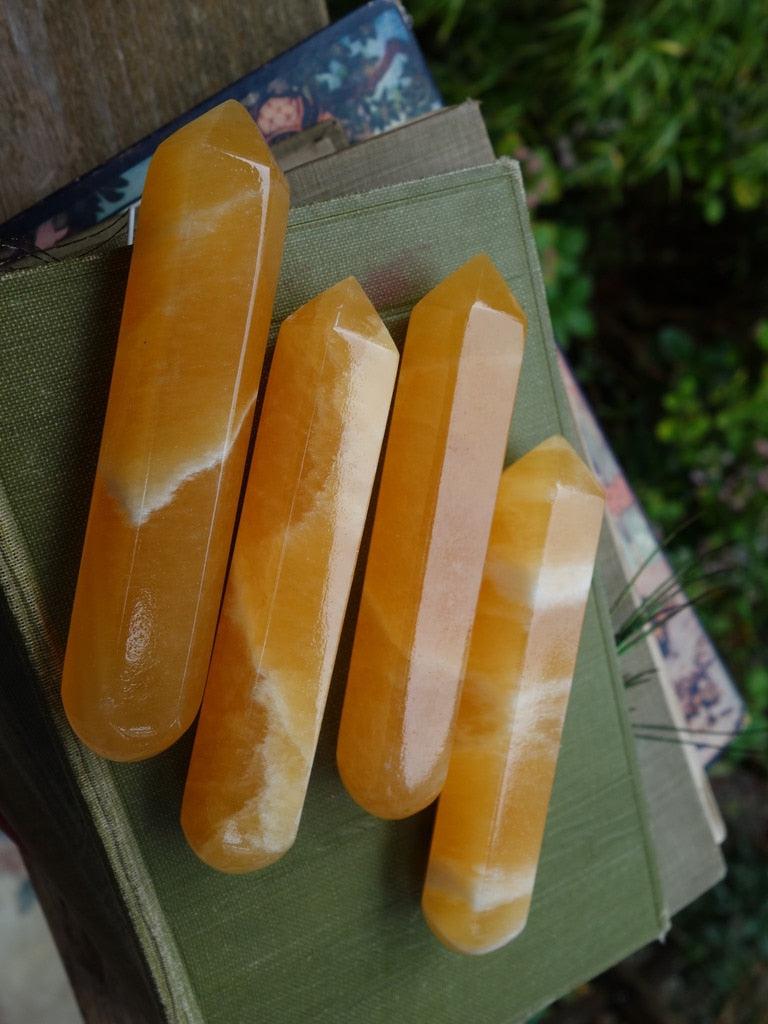 Super Smooth & Soothing Vibrant Orange Calcite Wand Carving - Earth Family Crystals