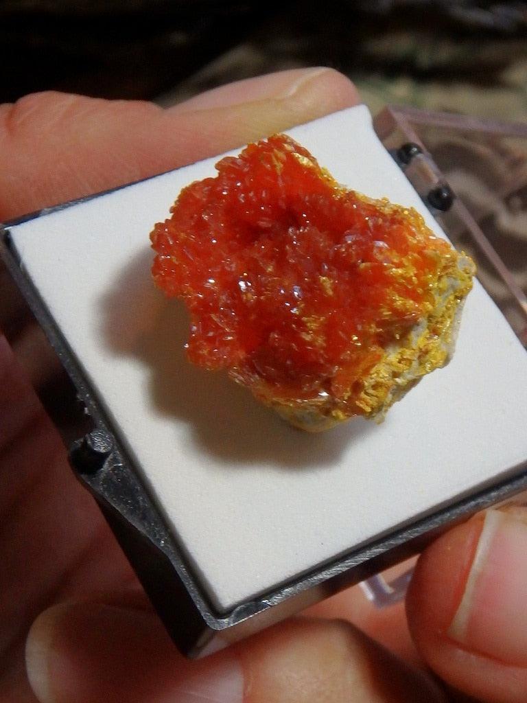 Reserved For Nanette  Vibrant Orange Orpiment Specimen From Russia In Collectors Box - Earth Family Crystals