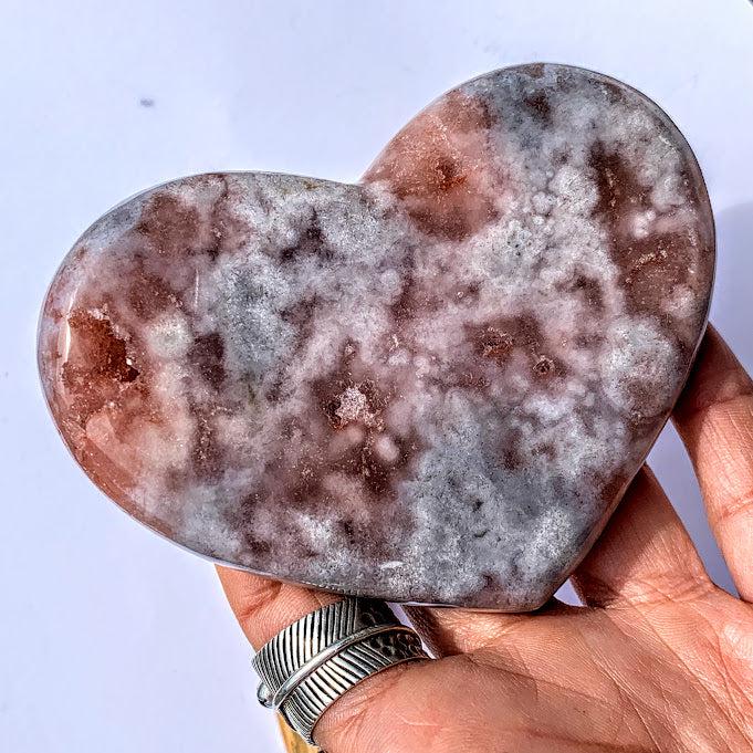 Frosty White & Pink Amethyst Geode Druzy Love Heart - Earth Family Crystals
