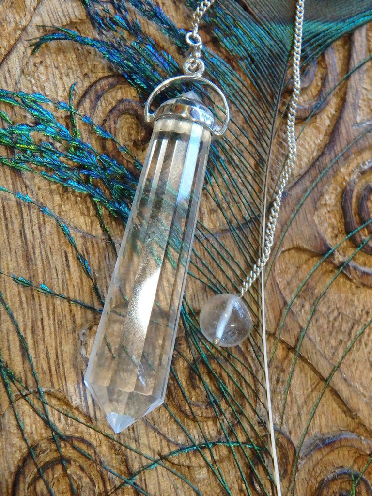 Fantastic DT Faceted Himalayan Quartz Sterling Silver Pendulum With Detachable Chain - Earth Family Crystals