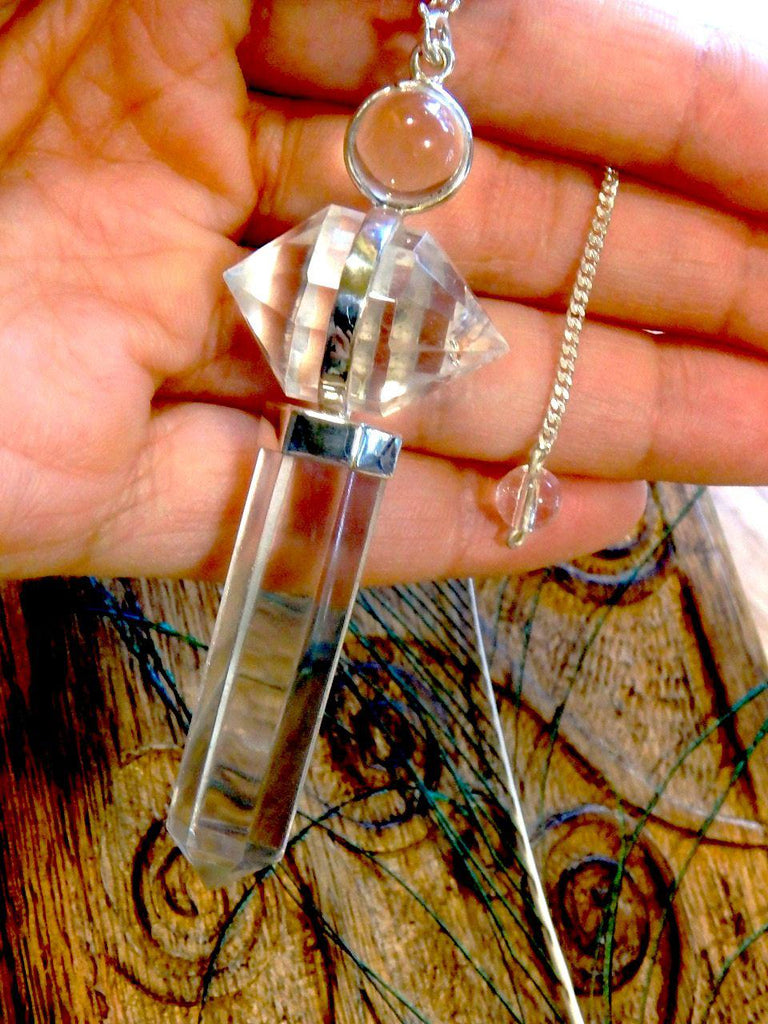 Incredible Fancy Himalayan Quartz Sterling Silver Pendulum - Earth Family Crystals