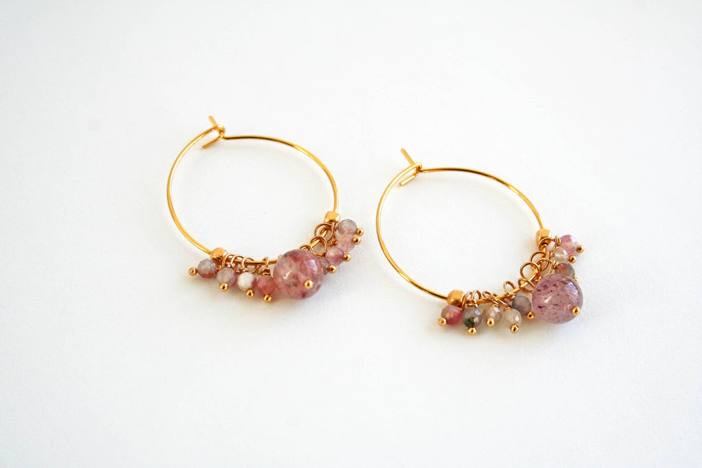 *PRE-ORDER* Strawberry Quartz & Pink Tourmaline Handmade 14K Gold Fill Earrings - Earth Family Crystals