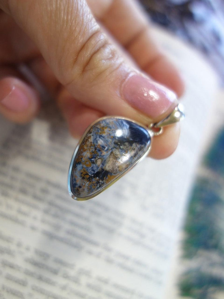Silky Soft Blue & Golden Pietersite Pendant In Sterling Silver (Includes Silver Chain) - Earth Family Crystals