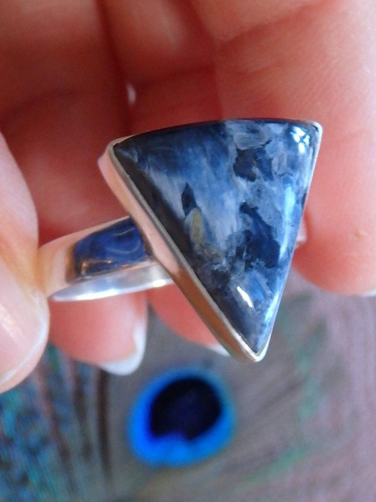 Fantastic Silky Blue Flash Pietersite Gemstone Ring In Sterling Silver (Size 10.5) - Earth Family Crystals