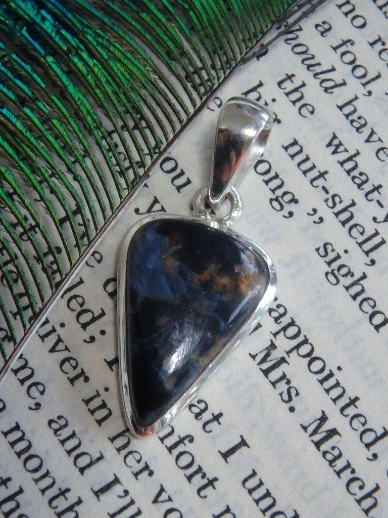 Silky Blue & Dainty Pietersite Gemstone Pendant In Sterling Silver (Includes Silver Chain) - Earth Family Crystals
